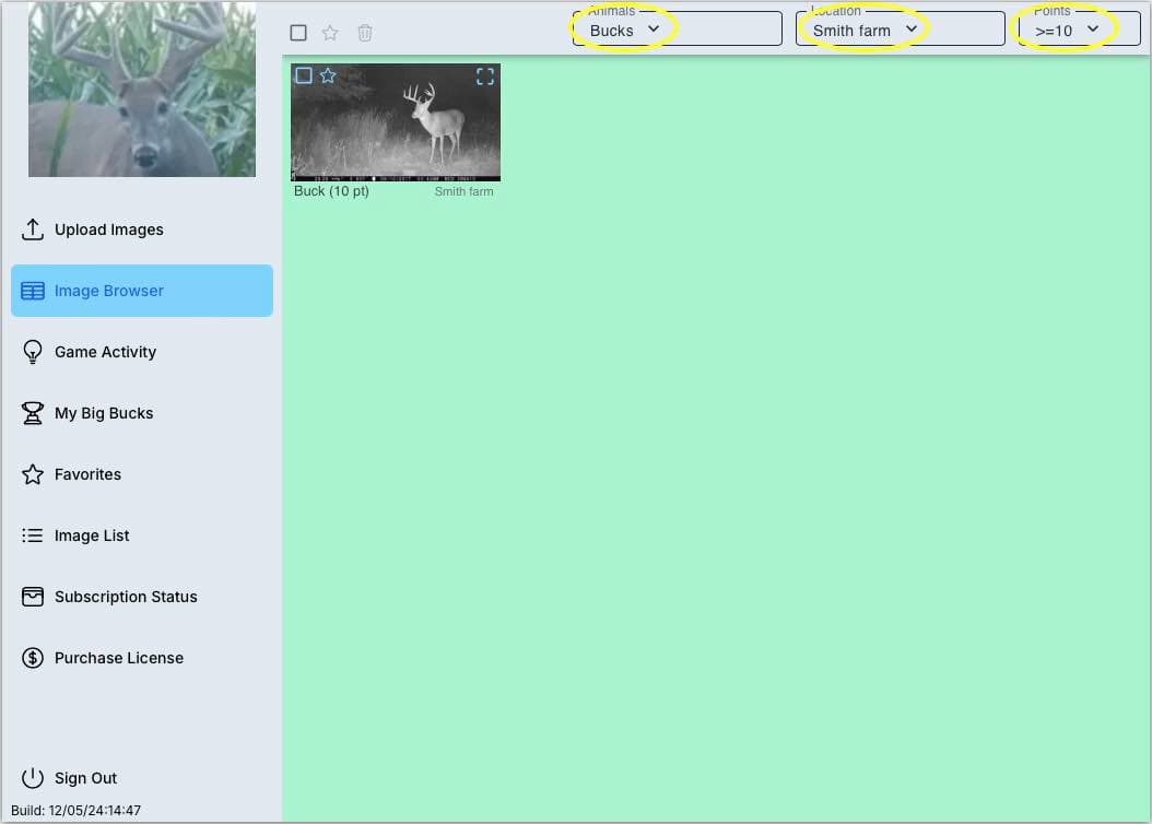 Image showing how to filter images in the app